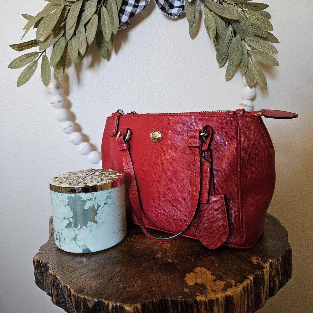 Coach Peyton Leather Mini Carryall Satchel Crossbody Bag F32829 RED NWT - Picture 11 of 16